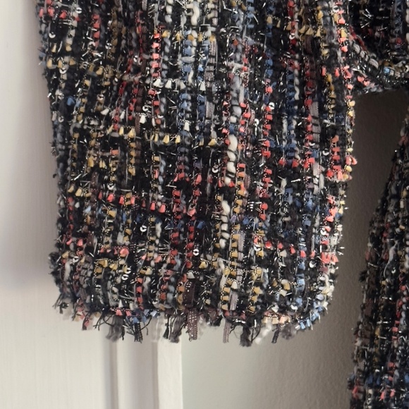 CeCe tweed jacket size 14 elegant multicolor and sparkle zip from blazer - Picture 4 of 7